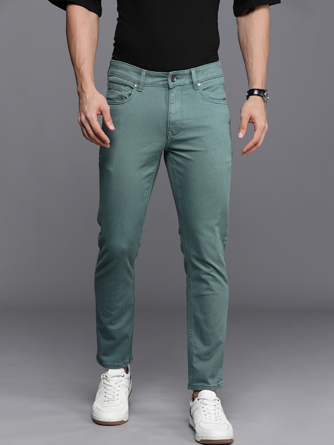 

Louis Philippe Jeans Men Smart Low-Rise Stretchable Jeans, Green