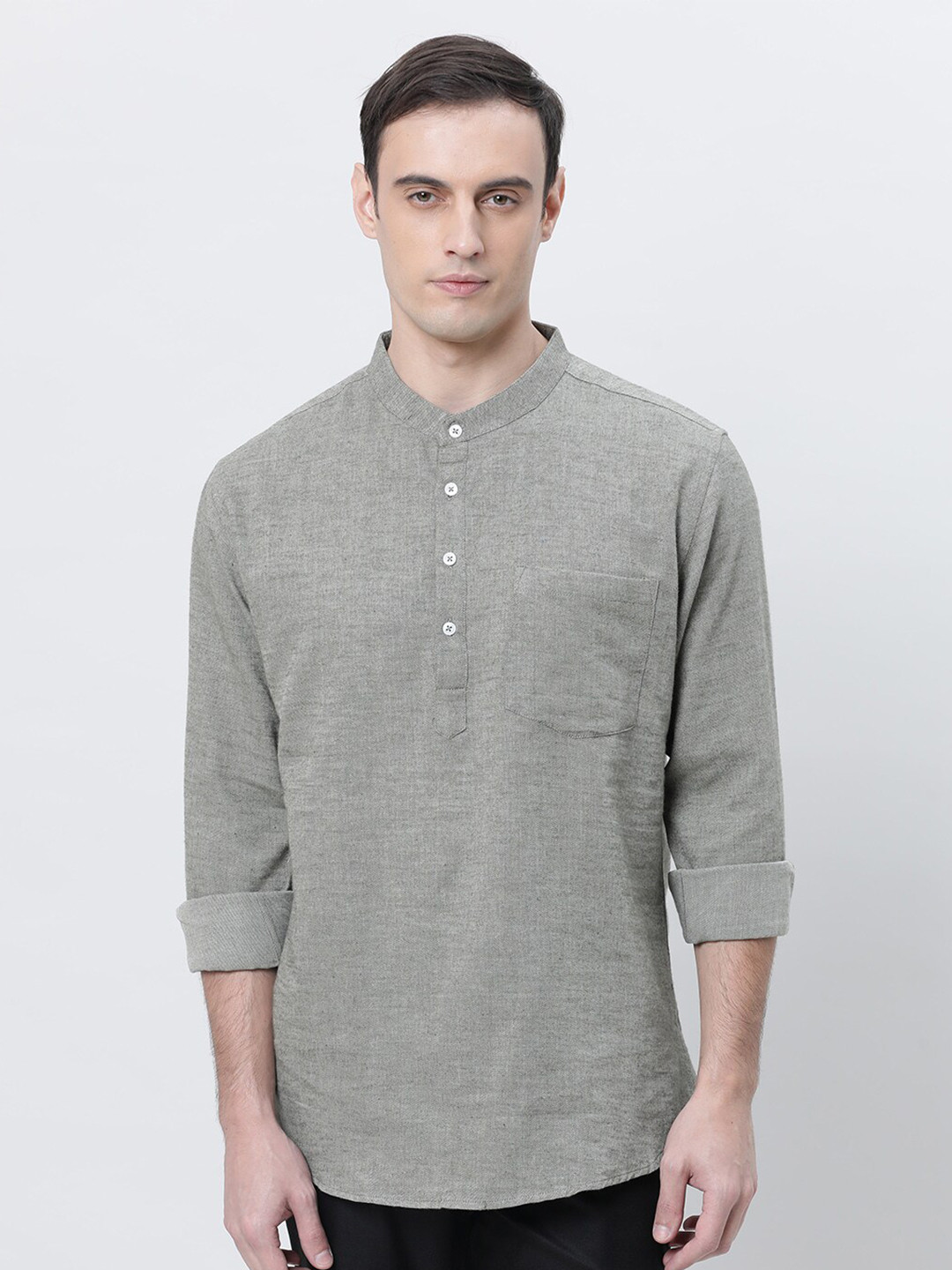 

THE SOUL PATROL Mandarin Collar Long Sleeves Kurta, Green