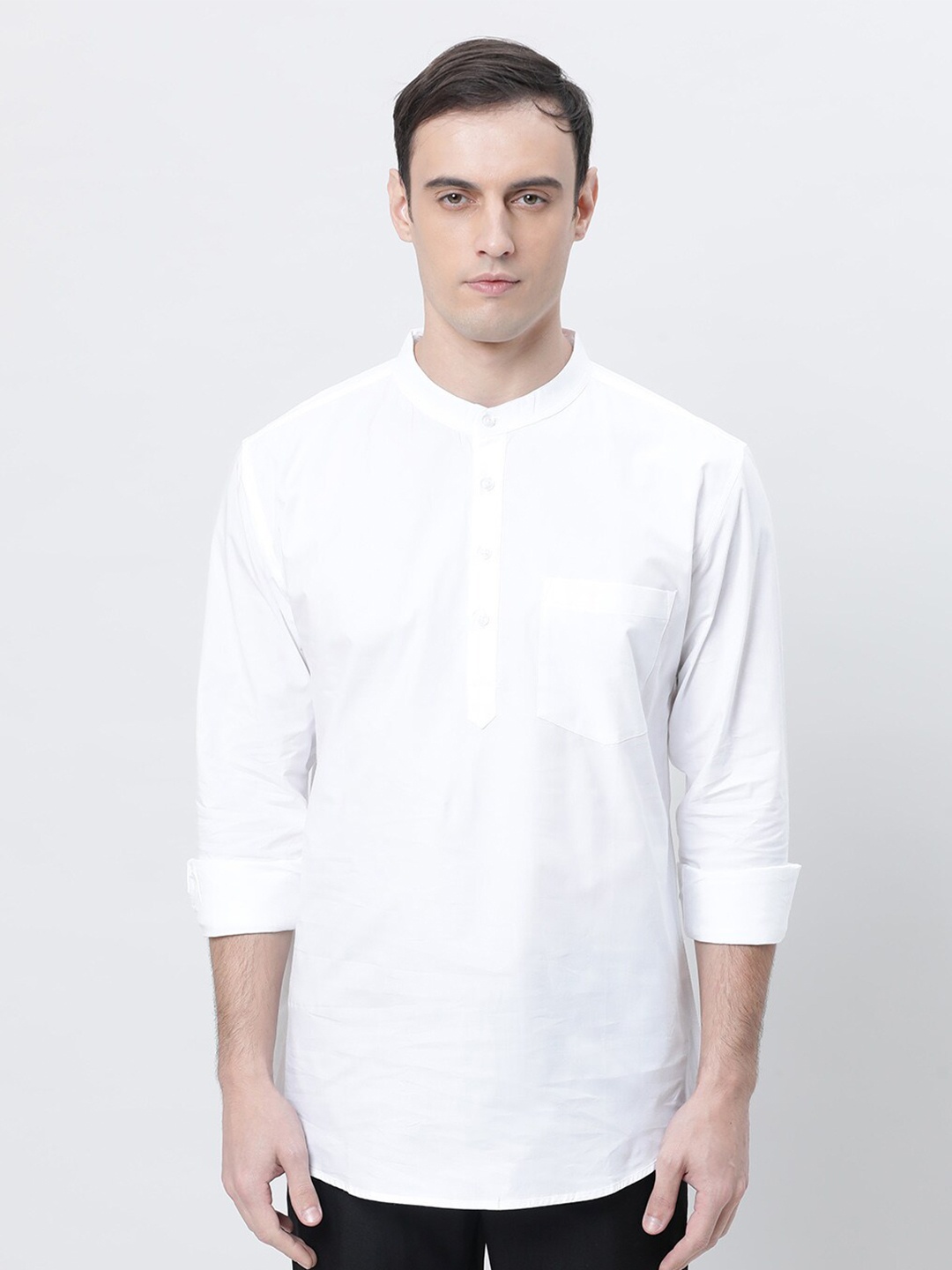 

THE SOUL PATROL Mandarin Collar Short kurta, White