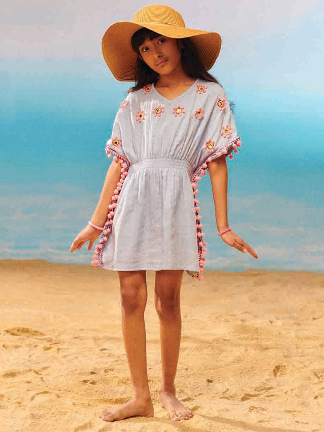 

Somersault V-neck Short Sleeves Fit & Flare Cotton Dress, Blue