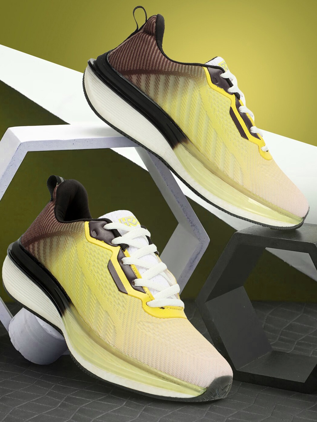 

HRX by Hrithik Roshan Men Yellow Textured Lace-Ups Running Shoes