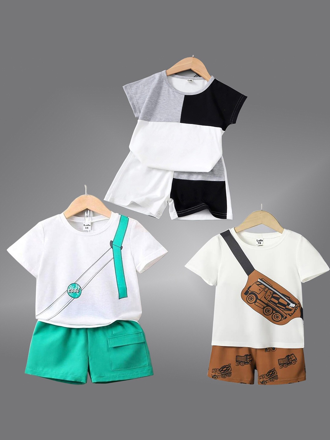 

BAESD Kids Pack Of 3 Pure Cotton T-shirt with Shorts, White