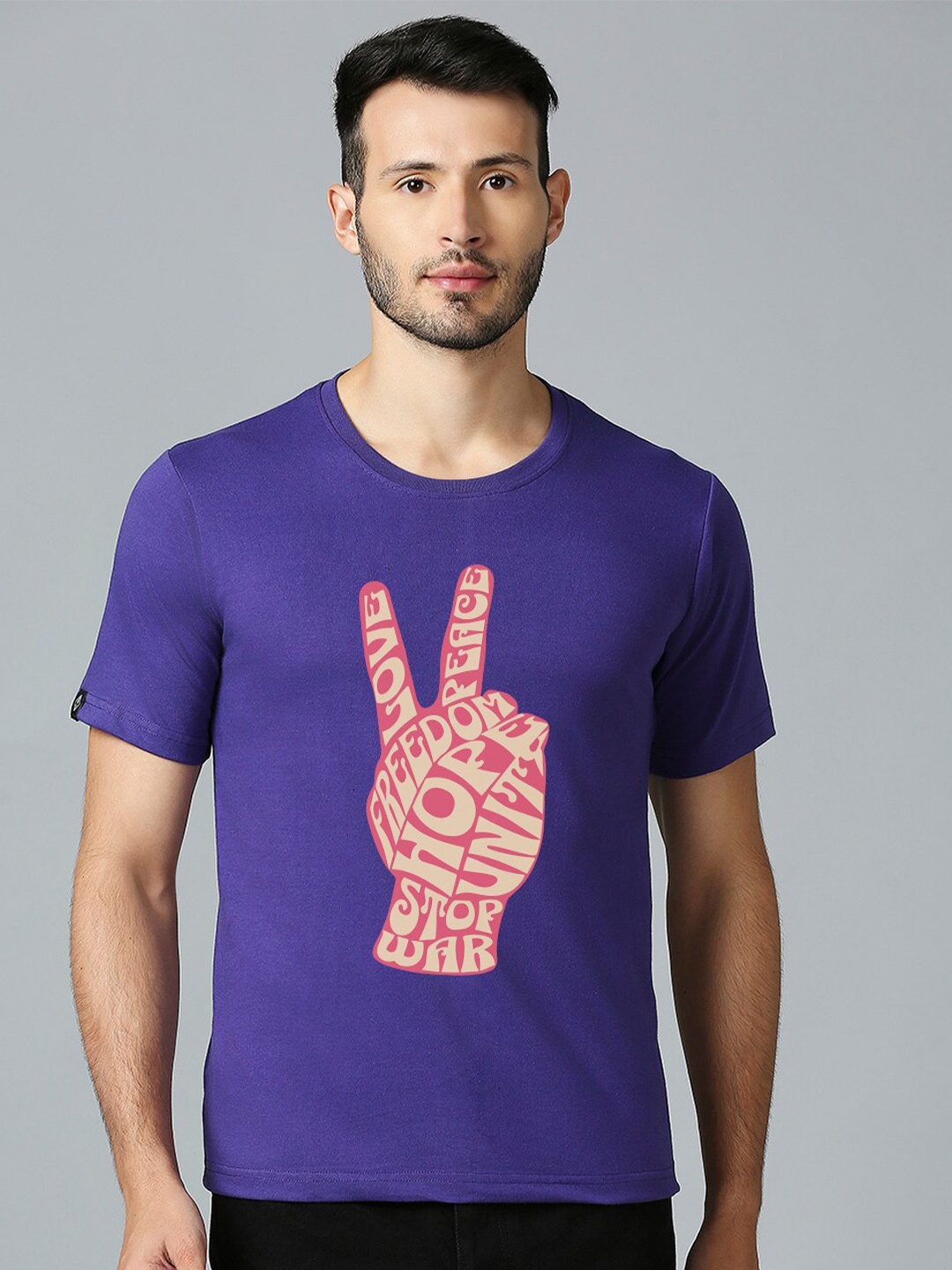 

MOD ECRU Graphic Printed Cotton Casual T-shirt, Purple