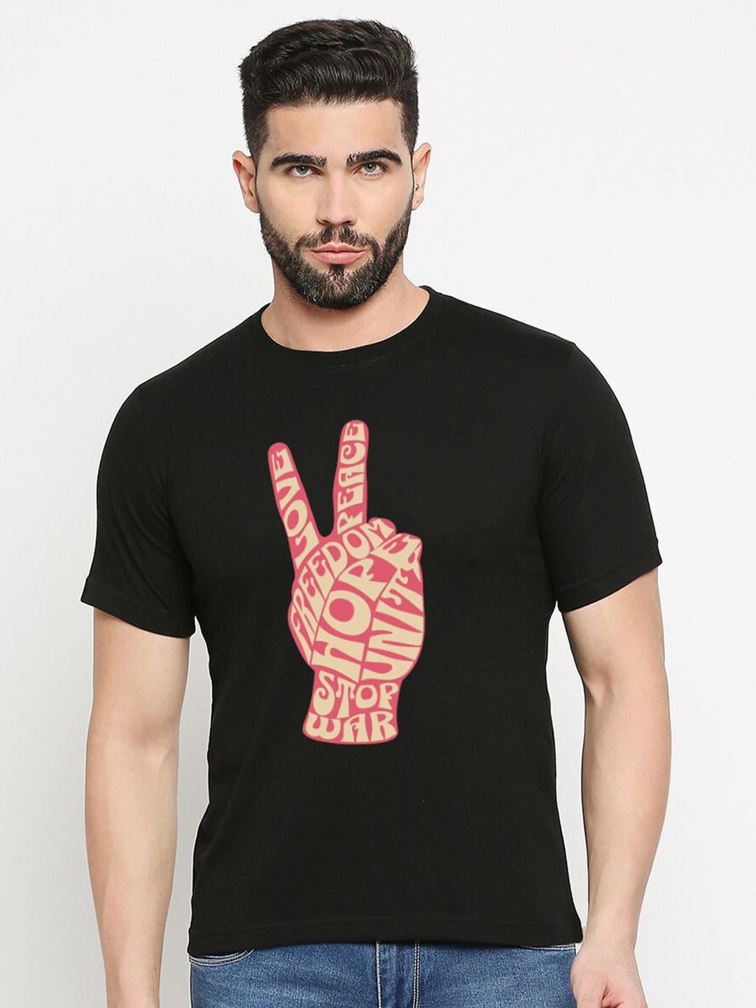 

MOD ECRU Round Neck Short Sleeves Raw Edge T-shirt, Black