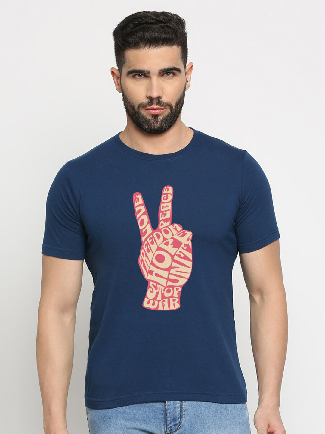 

MOD ECRU Round Neck Short Sleeves Cotton Pockets T-shirt, Blue