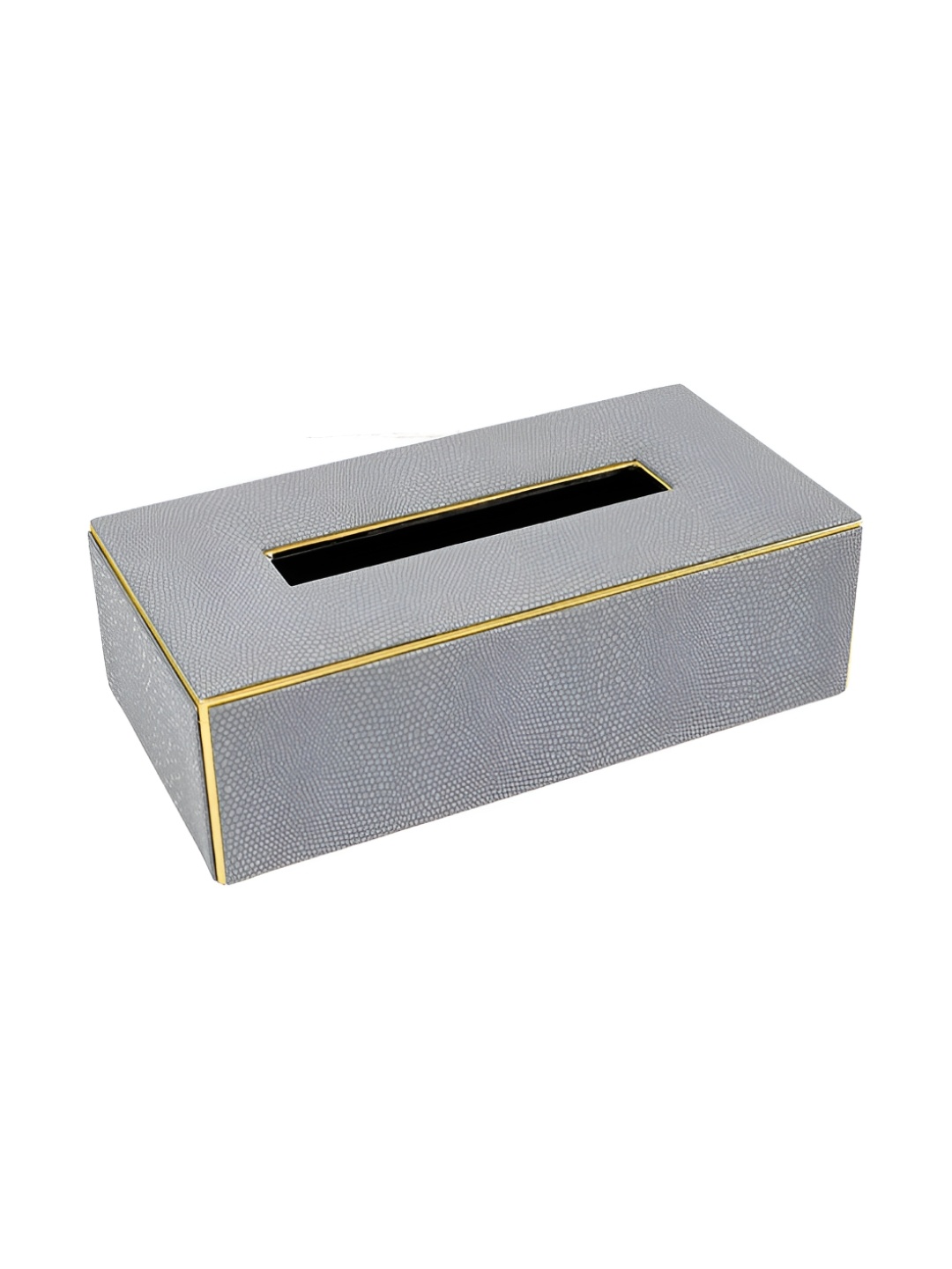 

ICHKAN Serpentine Grey & Gold Toned Textured Leather Rectangular Tissue Holder
