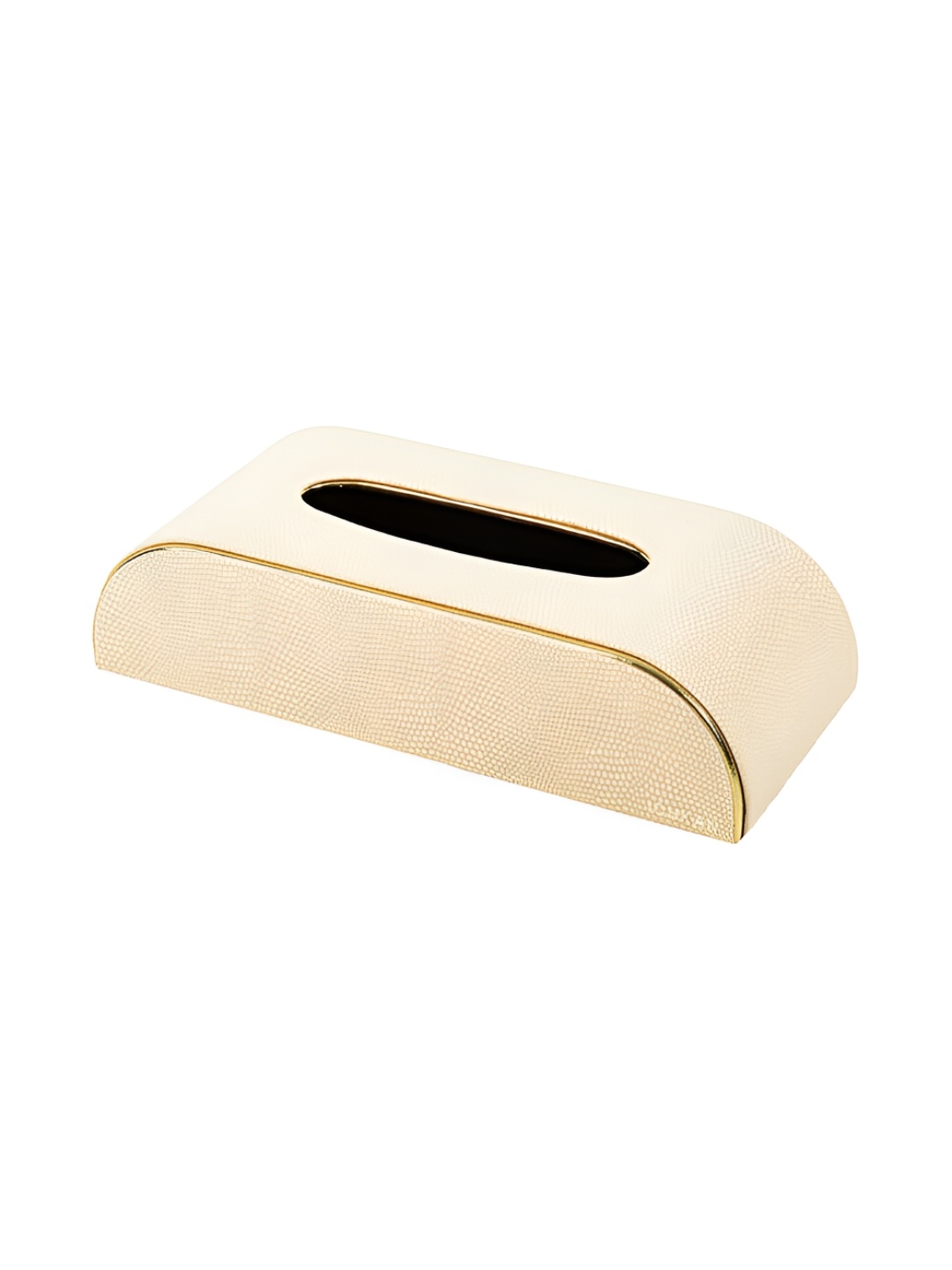 

ICHKAN Serpentine Cream & Gold Toned Textured Leather Curve Tissue Holder