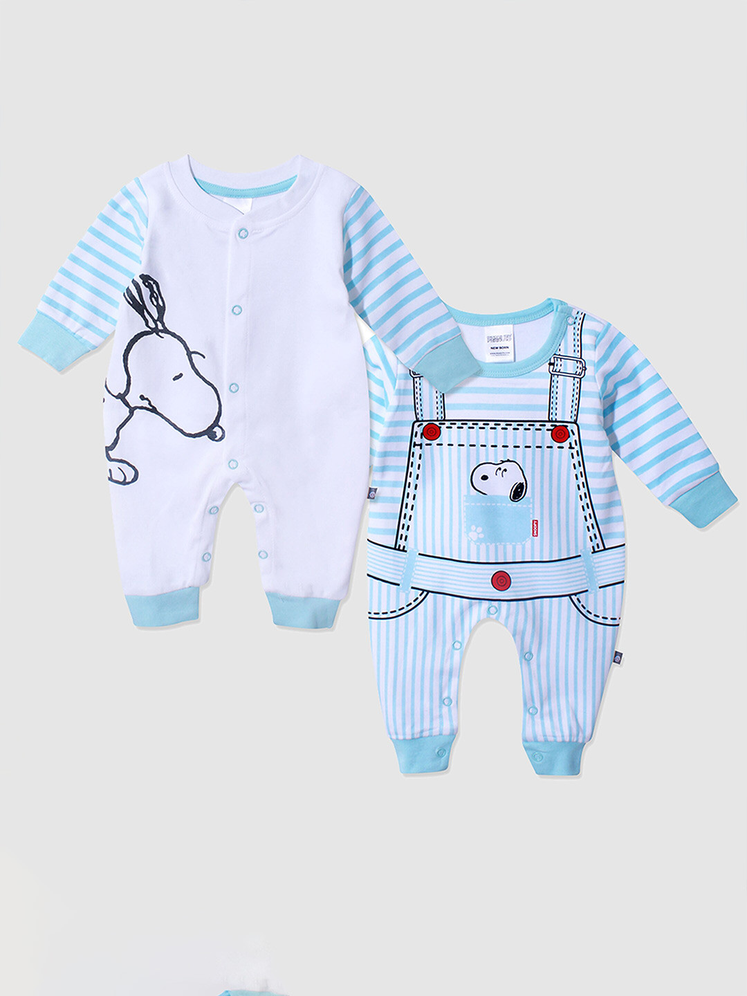

Moms Love Infants Pack Of 2 Printed Organic Cotton Rompers, White