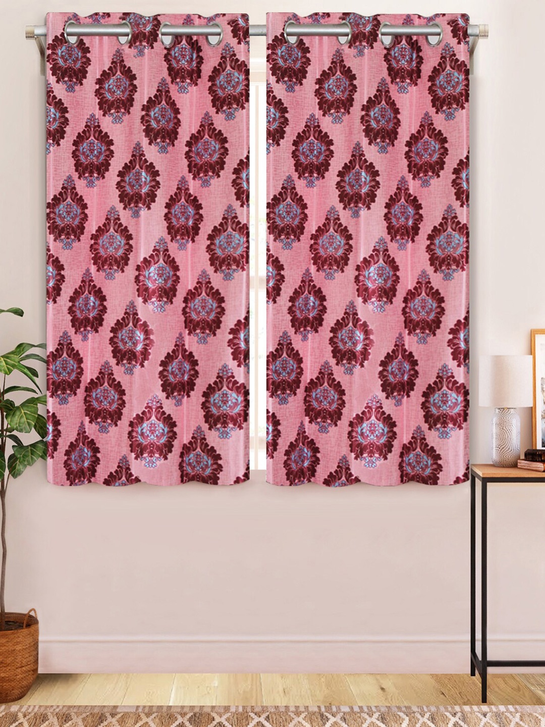 

Aura Pink & Blue 2 Pcs Ethnic Motifs Printed Window Curtain