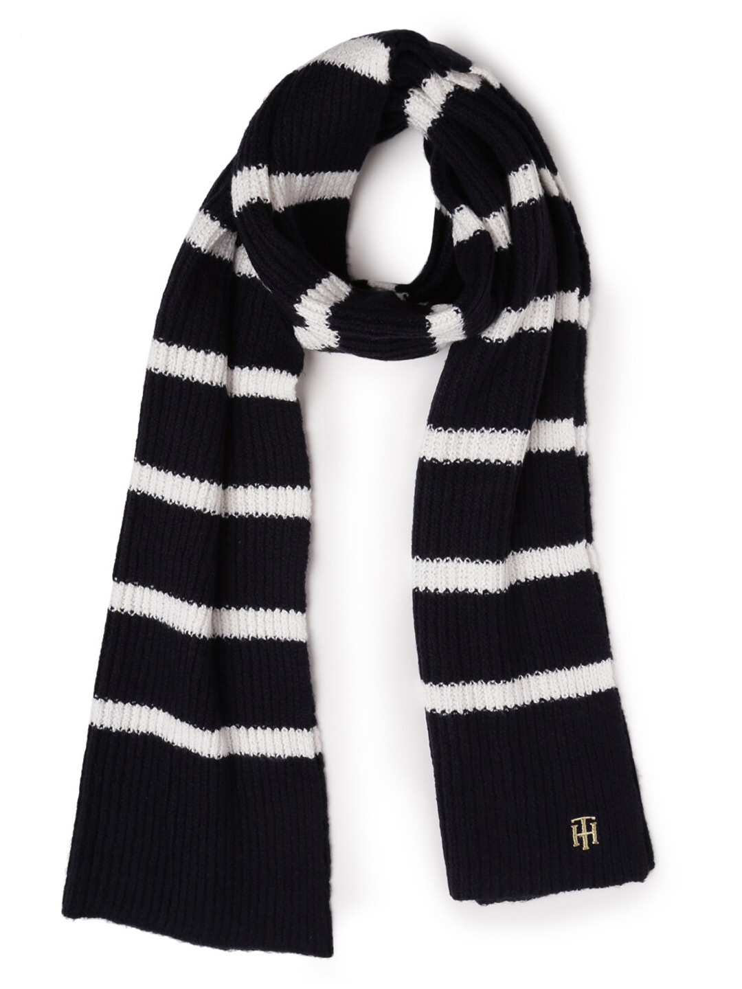 

Tommy Hilfiger Striped Scarf, Black