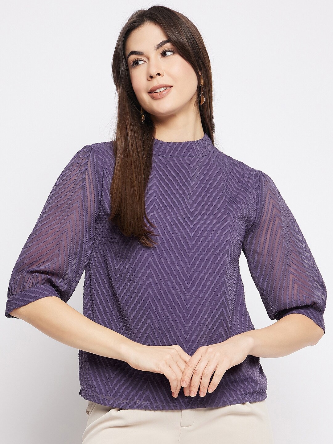 

Mayra Puff Sleeve OpaqueTop, Violet