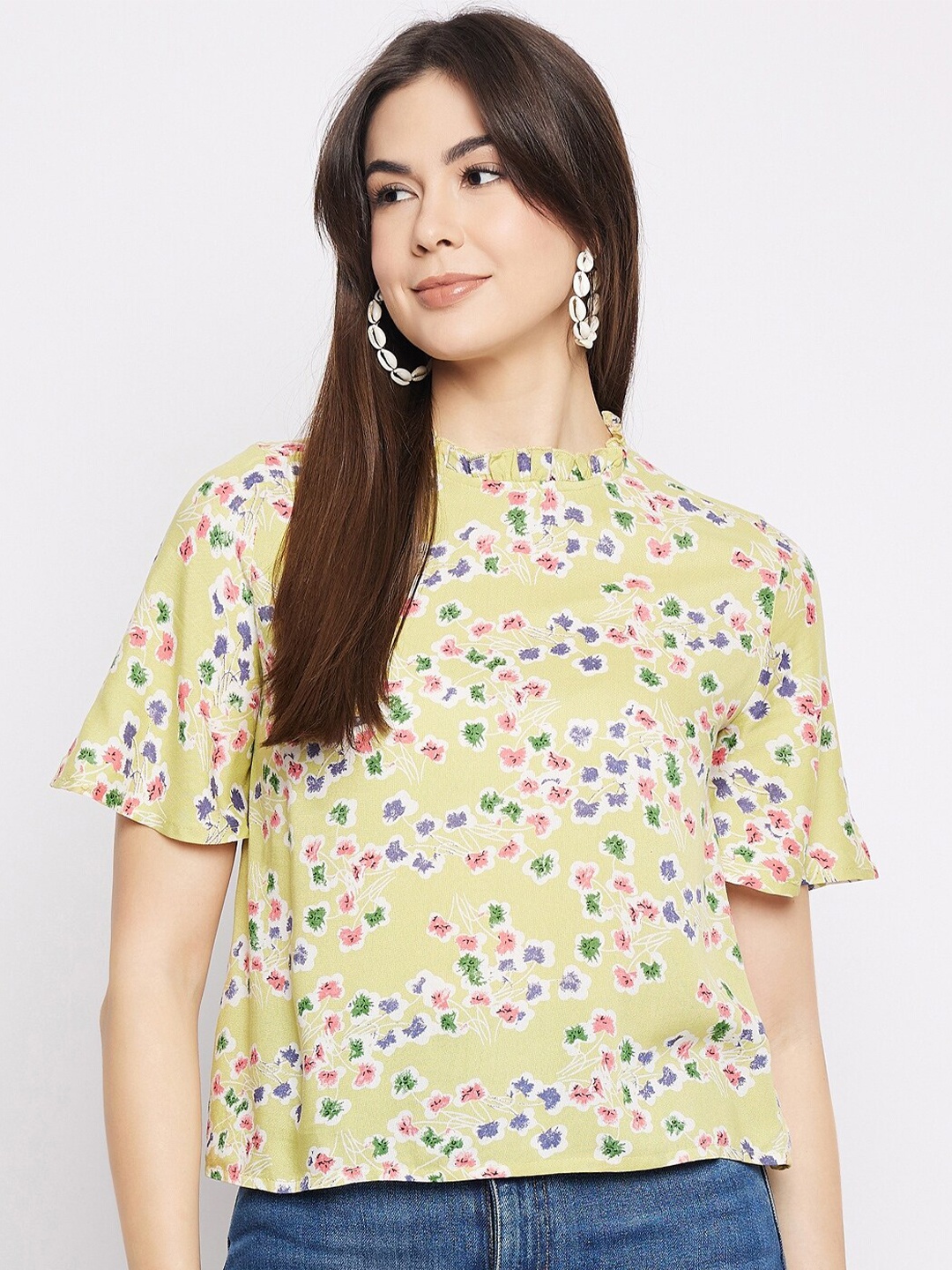 

Mayra Floral Print Flared Sleeve Top, Green