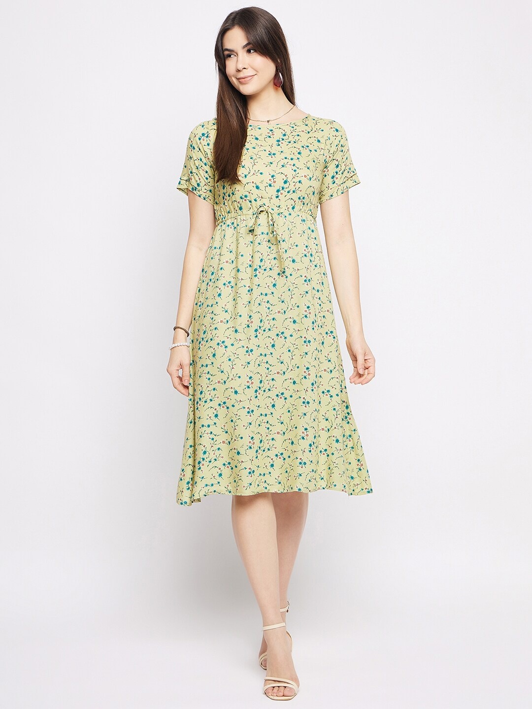 

Mayra Floral Printed A-Line Dress, Green