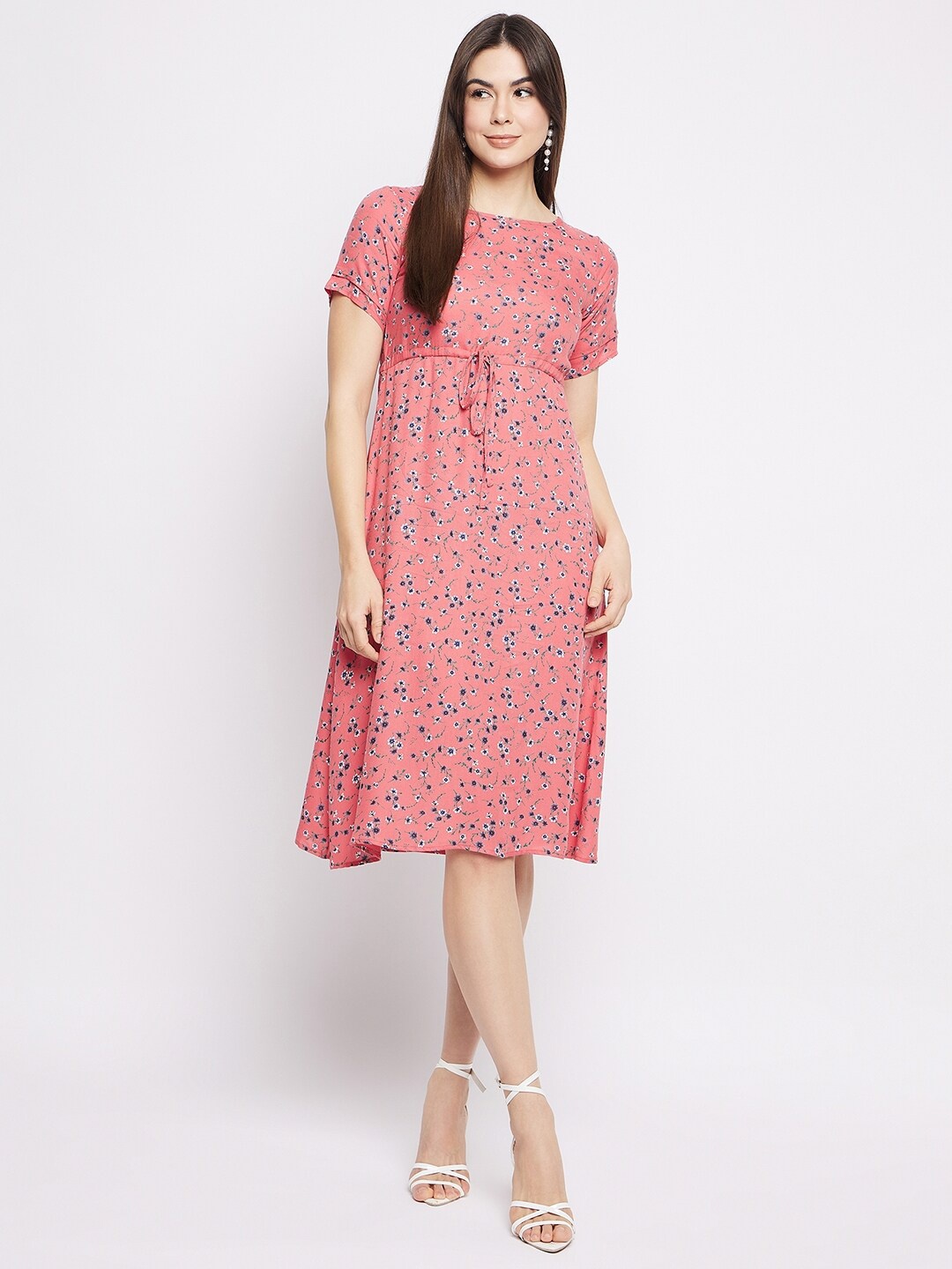 

Mayra Floral Print Empire Dress, Pink