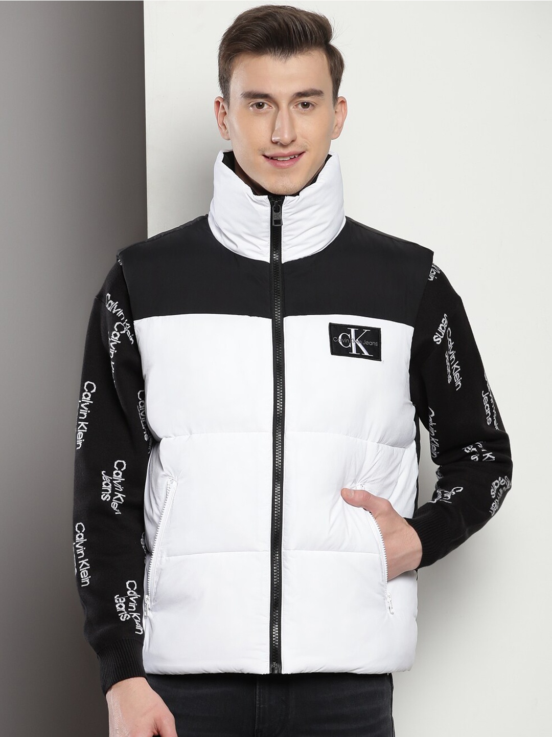 

Calvin Klein Mock Collar Padded Jacket, White