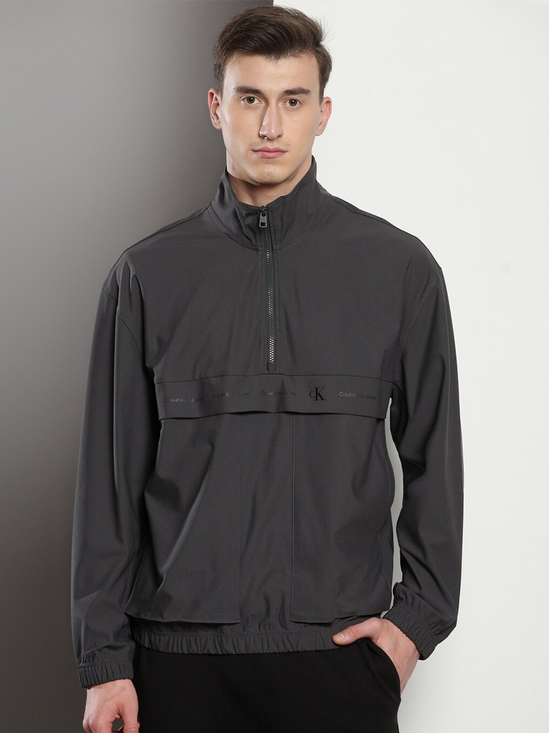 

Calvin Klein Mock Collar Sweatshirt, Grey