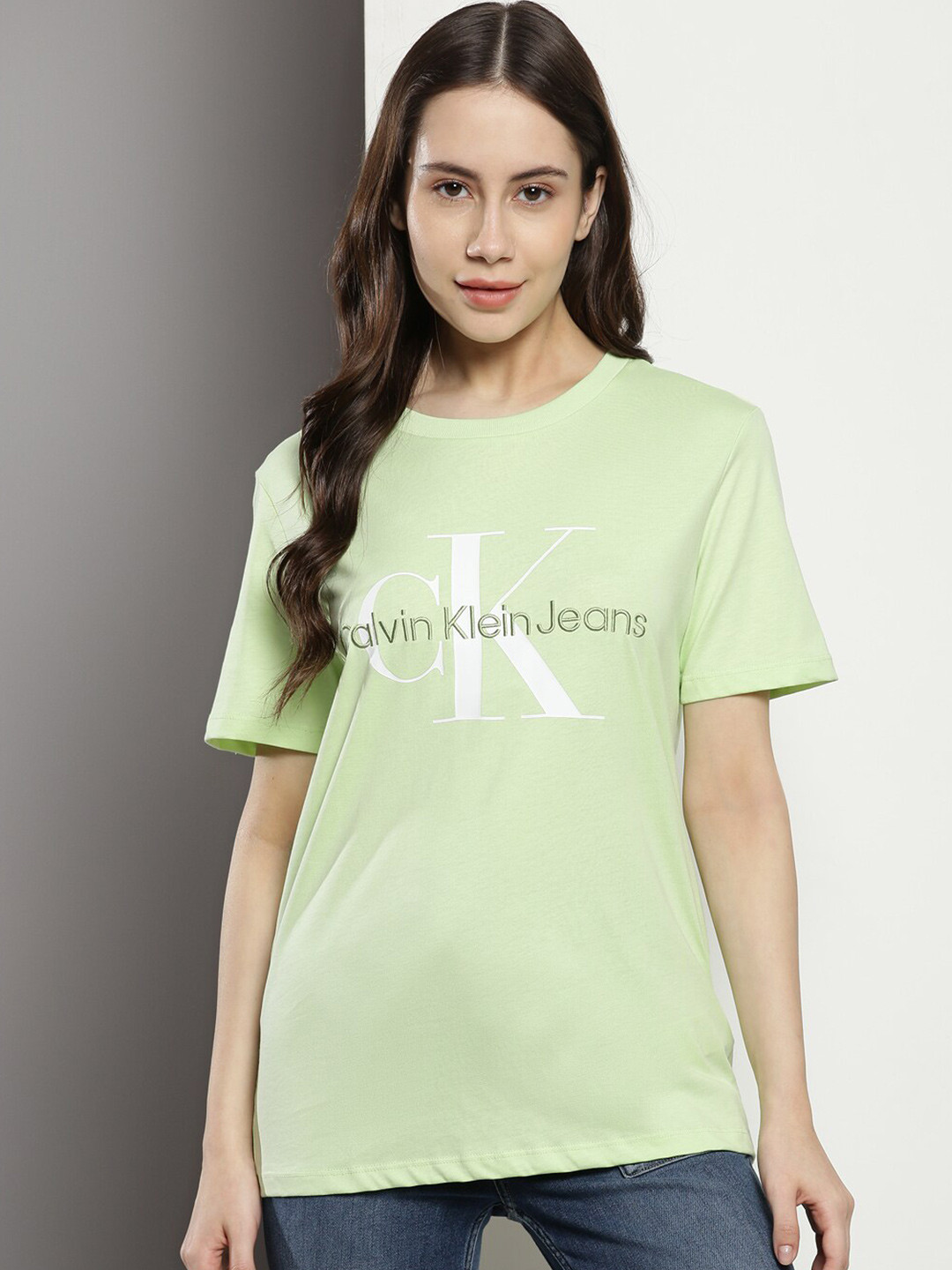 

Calvin Klein Typography Printed Cotton T-shirt, Green