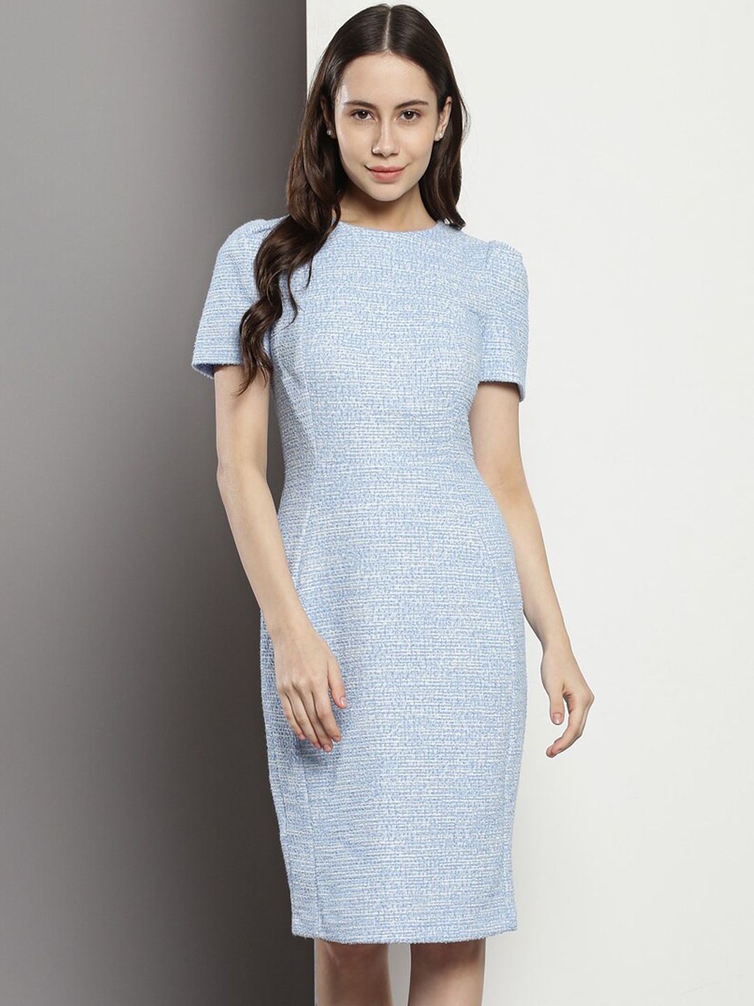 

Calvin Klein Puff Sleeve Cotton Sheath Dress, Blue