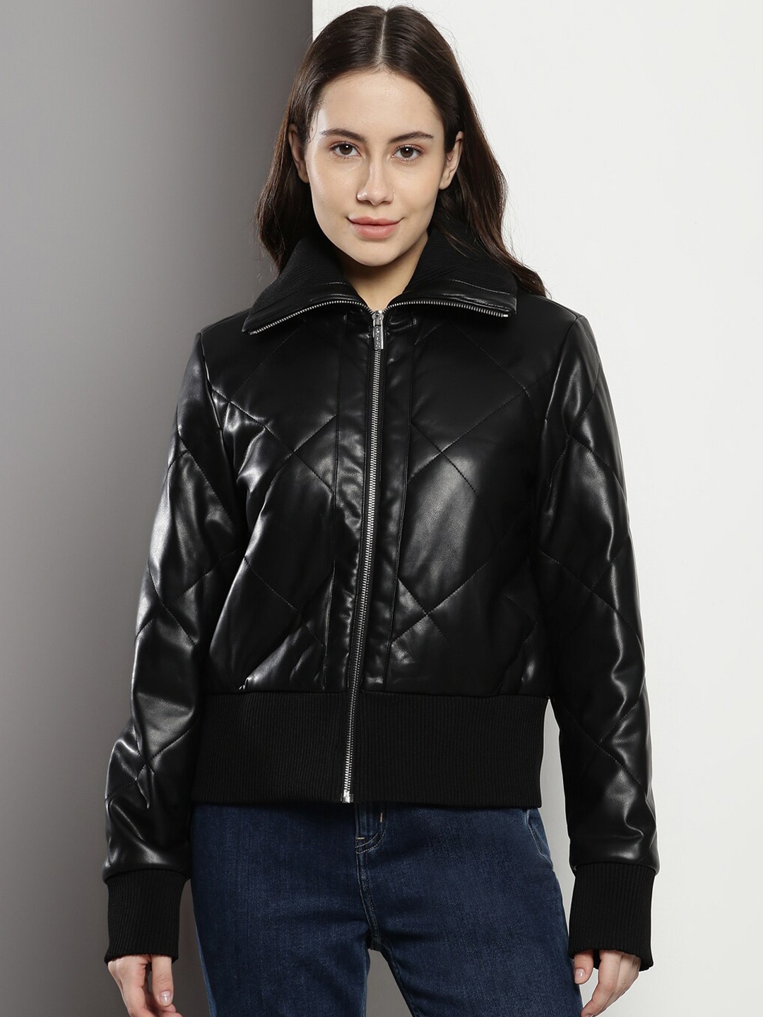 

Calvin Klein Spread Collar Quilted Jacket, Black