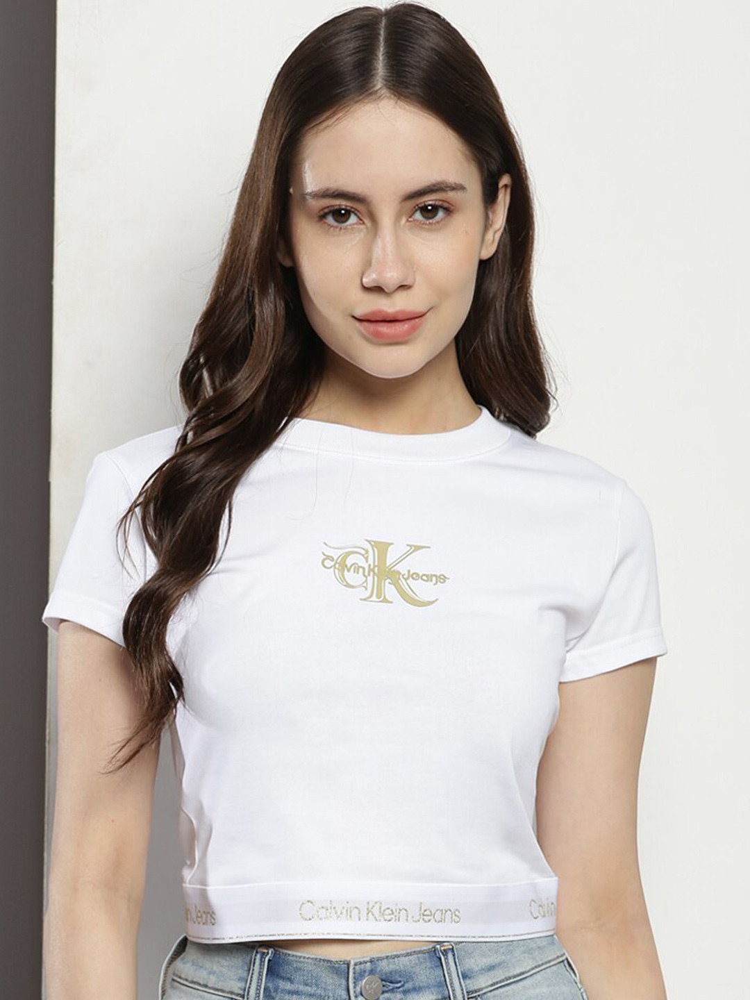 

Calvin Klein White Cotton Printed T-shirt