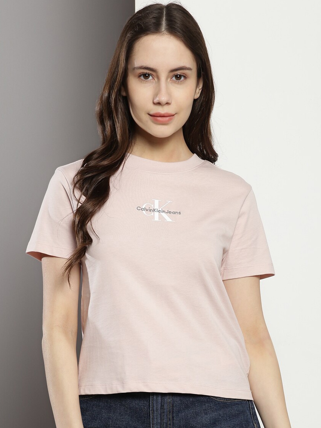 

Calvin Klein Cotton Printed Pink Typography Tshirt