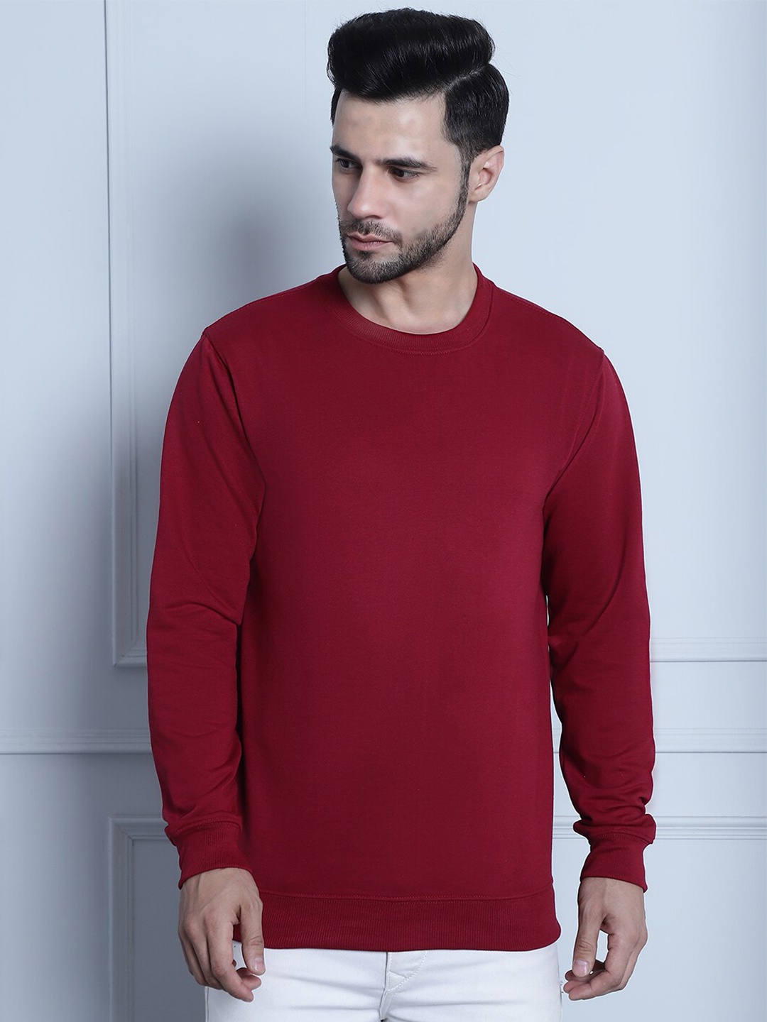 

urSense Ribbed Fleece Pullover Sweatshirt, Maroon