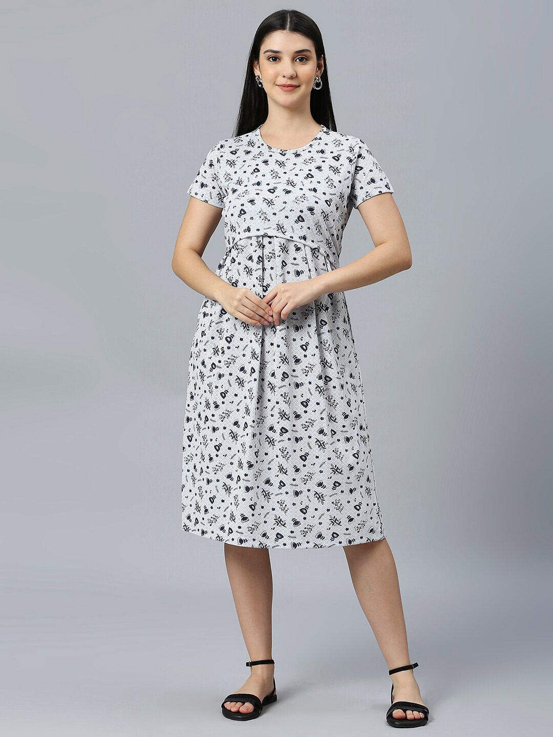 

True Shape Zipless Maternity Nursing A-Line Night Dress, Grey
