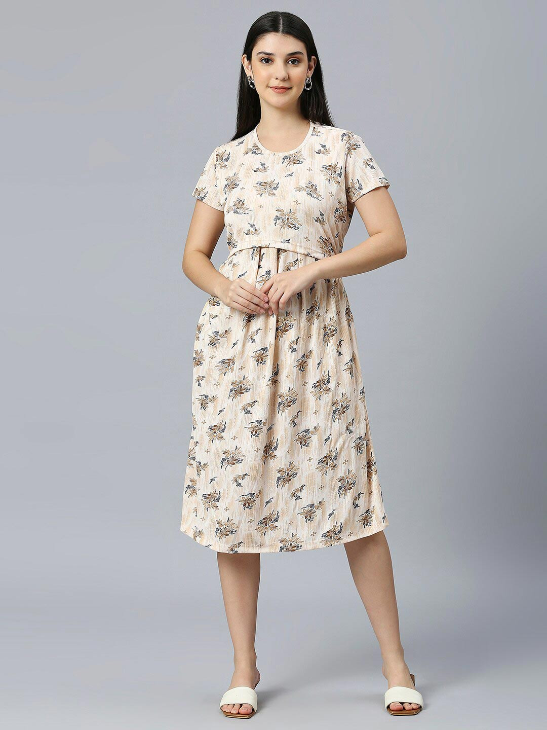 

True Shape Zipless Maternity Nursing A-Line Night Dress, Orange