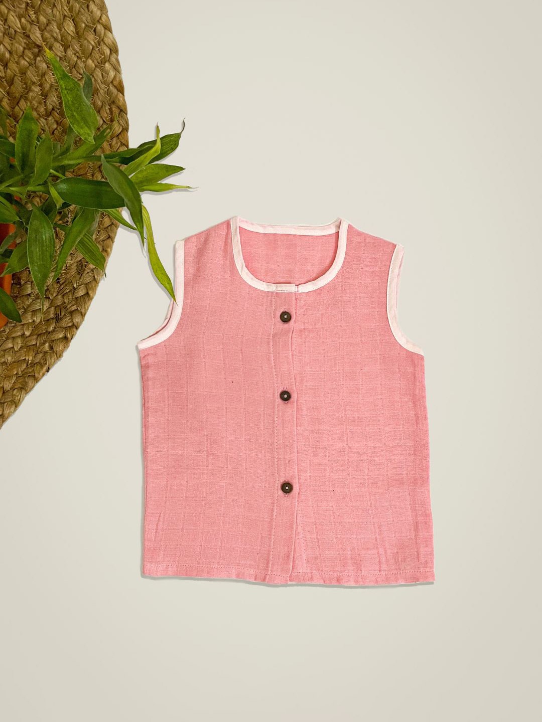 

BAESD Infants Sleeveless Pure Cotton Jhabla, Pink