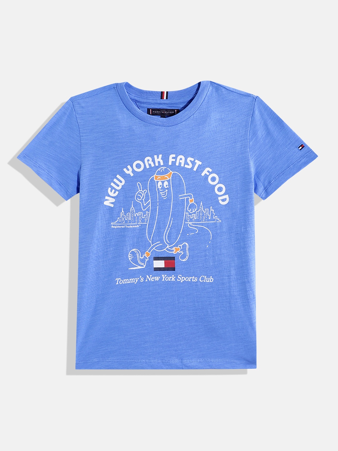 Tommy Hilfiger Boys Cotton Typography & Graphic Printed T-shirt, Blue