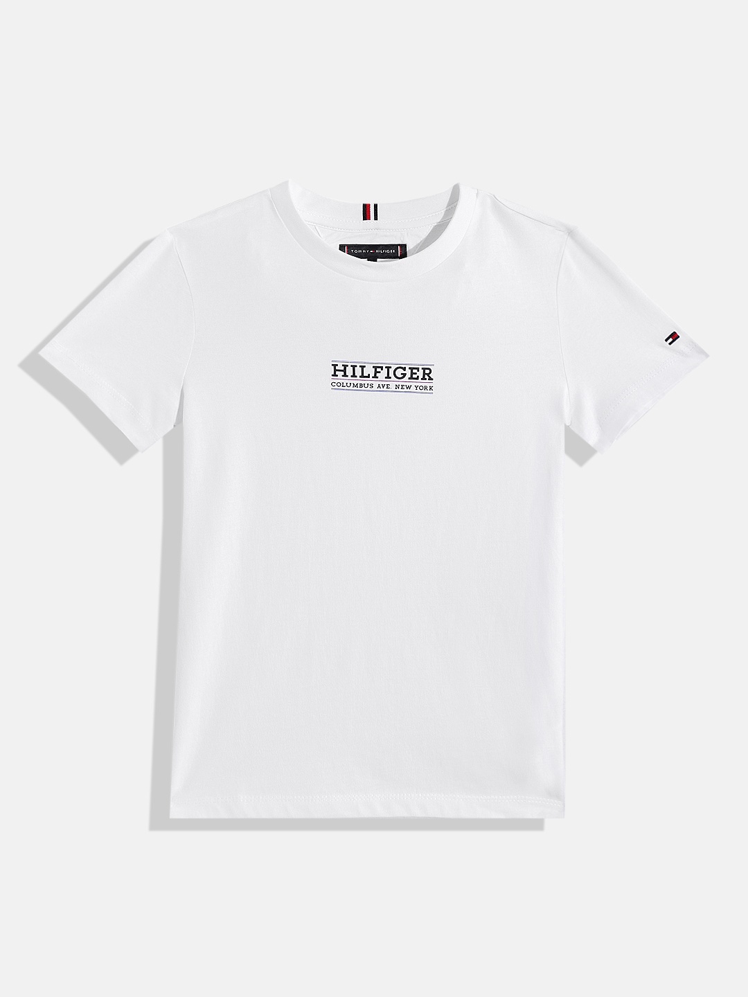 

Tommy Hilfiger Boys Pure Cotton Brand Logo Printed T-shirt, White