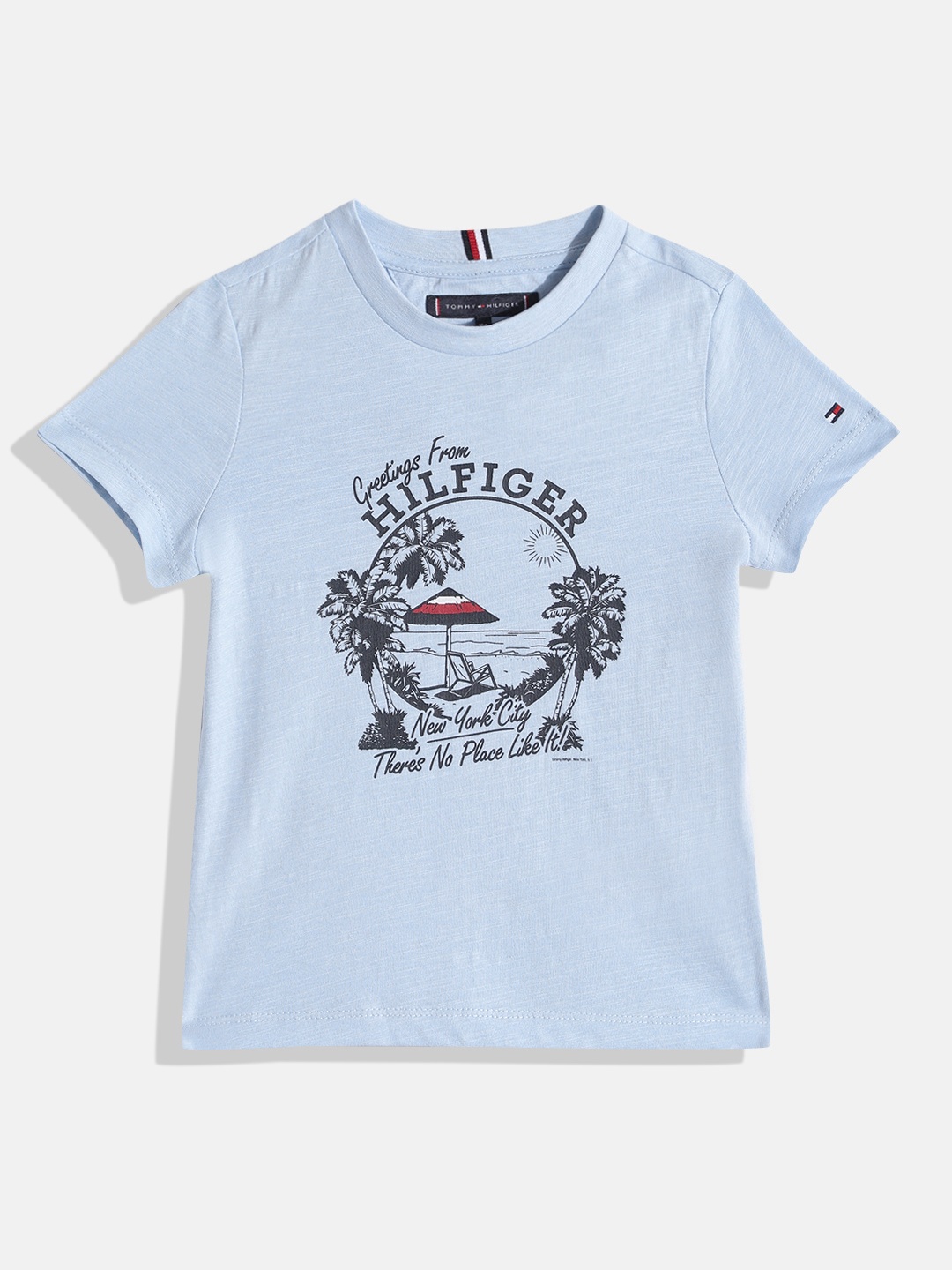 

Tommy Hilfiger Boys Brand Logo Printed Pure Cotton T-shirt, Blue