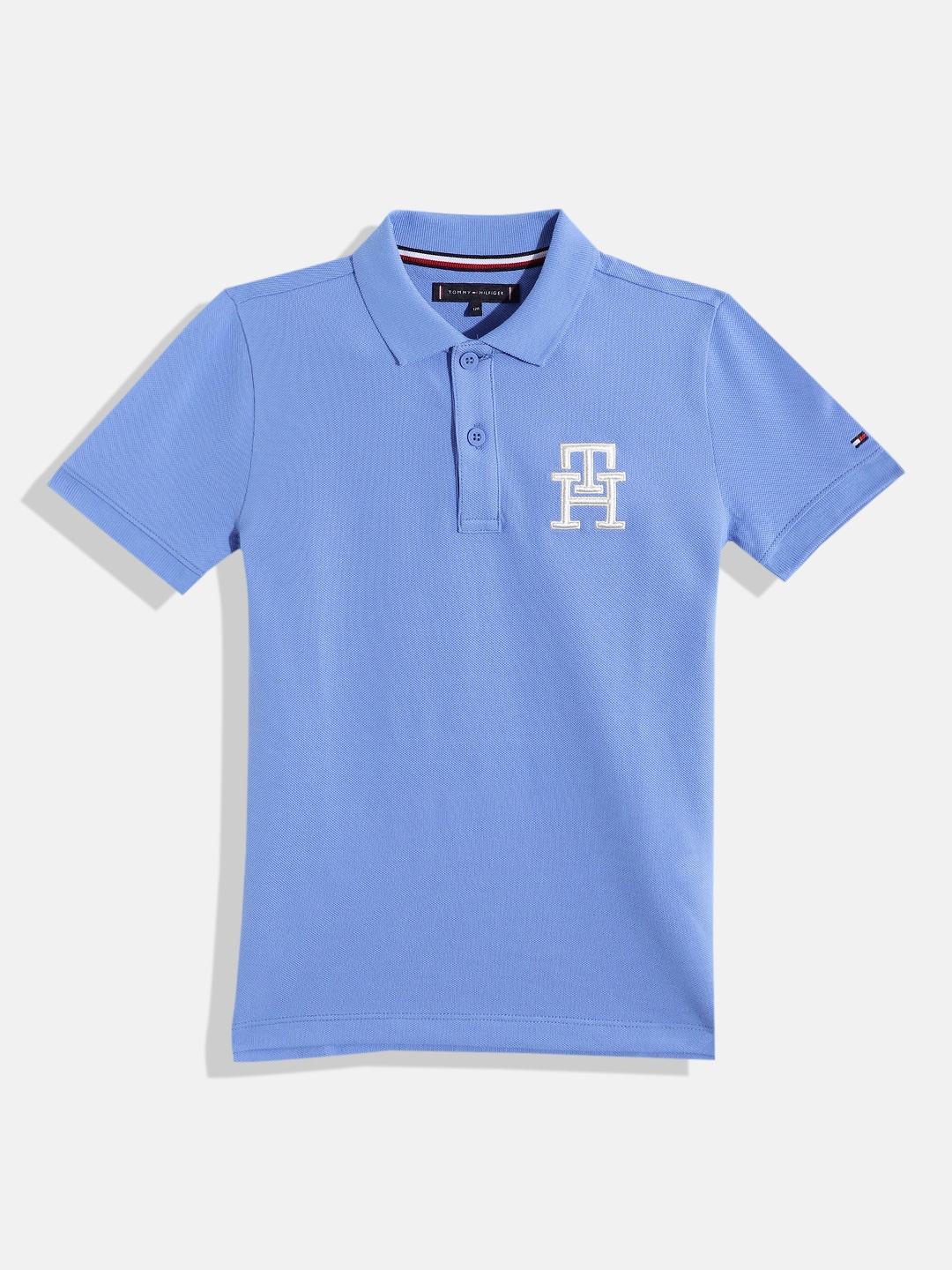 

Tommy Hilfiger Boys Pure Cotton Polo Collar T-shirt, Blue