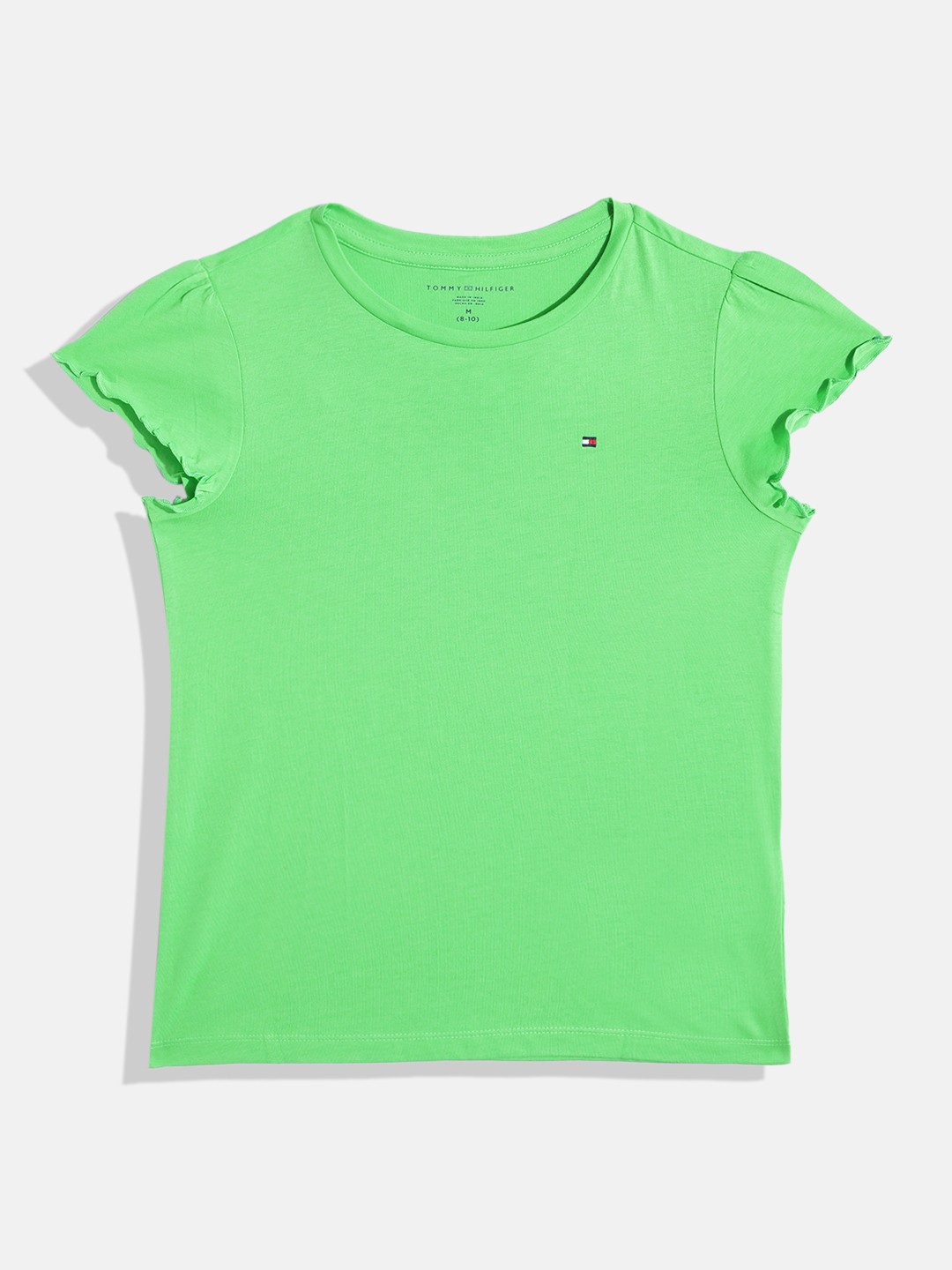 

Tommy Hilfiger Girls Round-Neck Pure Cotton T-shirt, Green