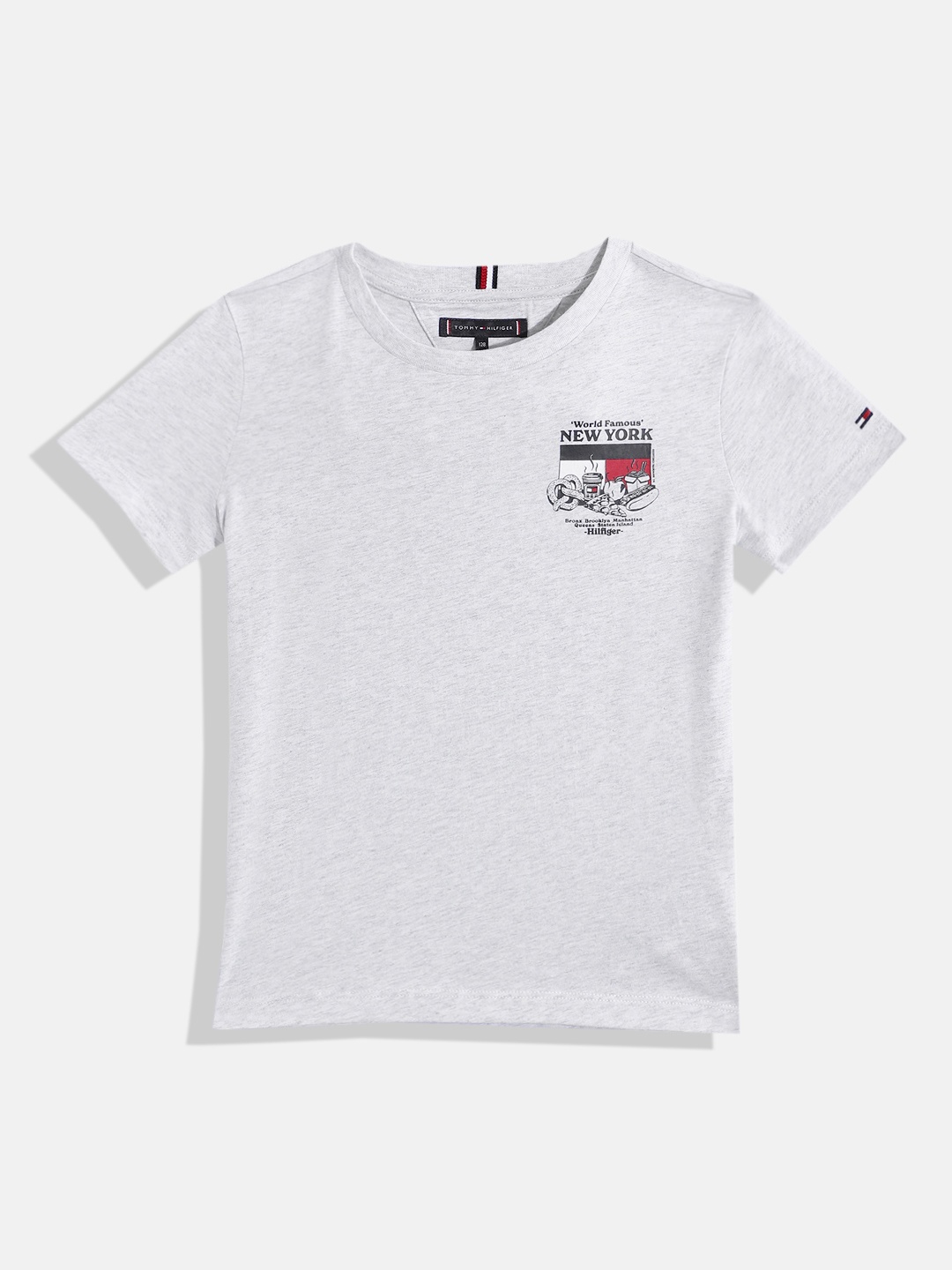 Tommy Hilfiger Boys Pure Cotton Typography Printed T-shirt, Grey