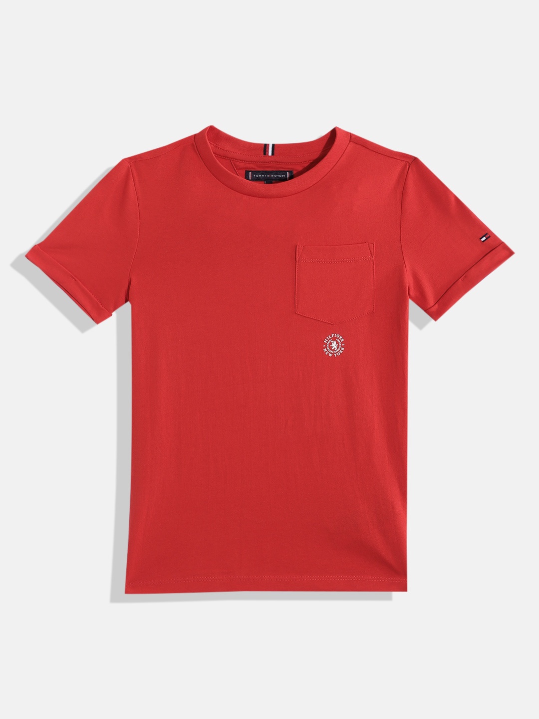 

Tommy Hilfiger Boys Pure Cotton Round Neck T-shirt, Red
