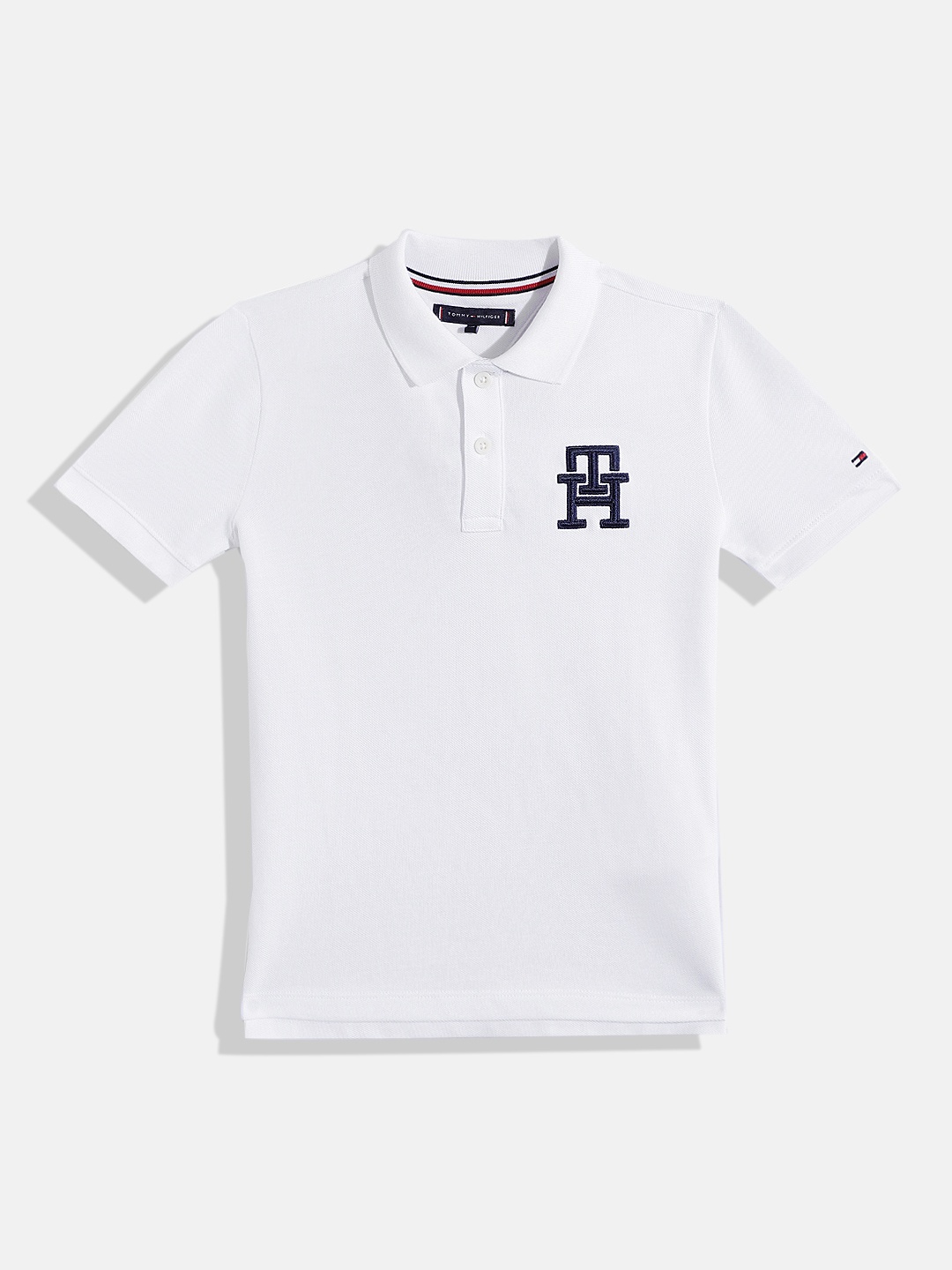

Tommy Hilfiger Boys Pure Cotton Polo Collar T-shirt, White