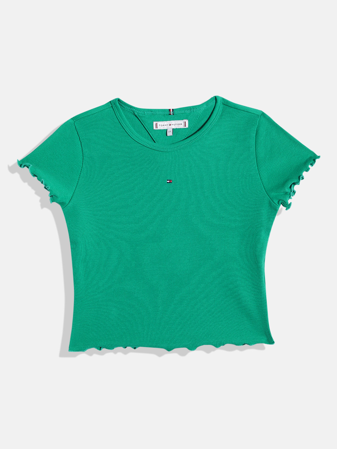 

Tommy Hilfiger Girls Ribbed Round-Neck Top, Green
