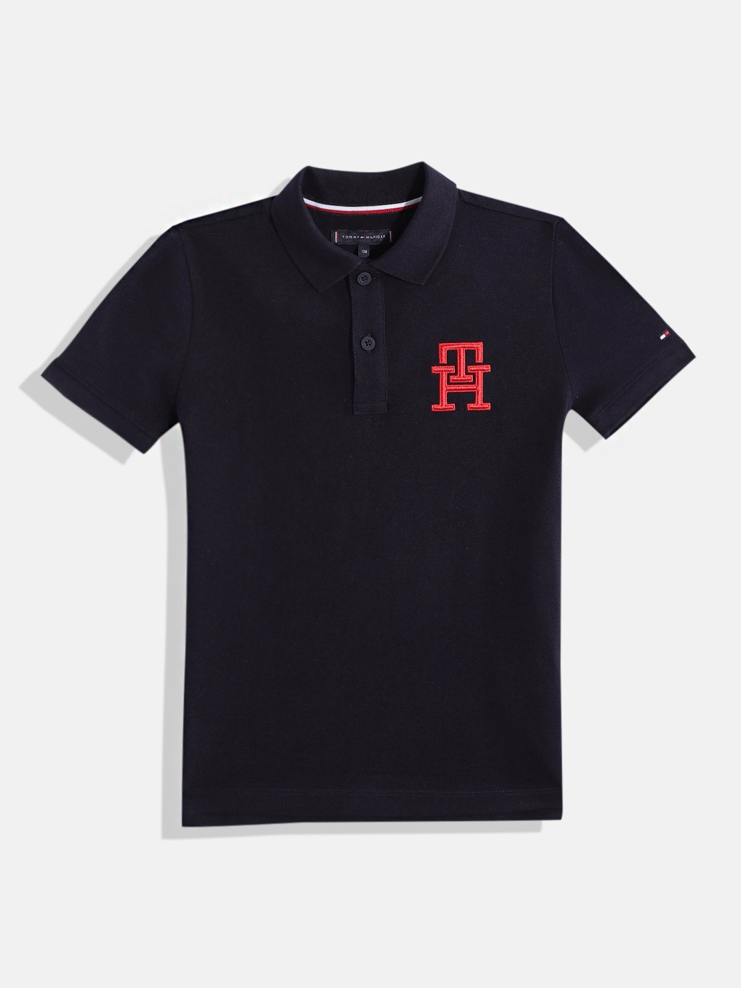 

Tommy Hilfiger Boys Pure Cotton Polo Collar T-shirt, Navy blue