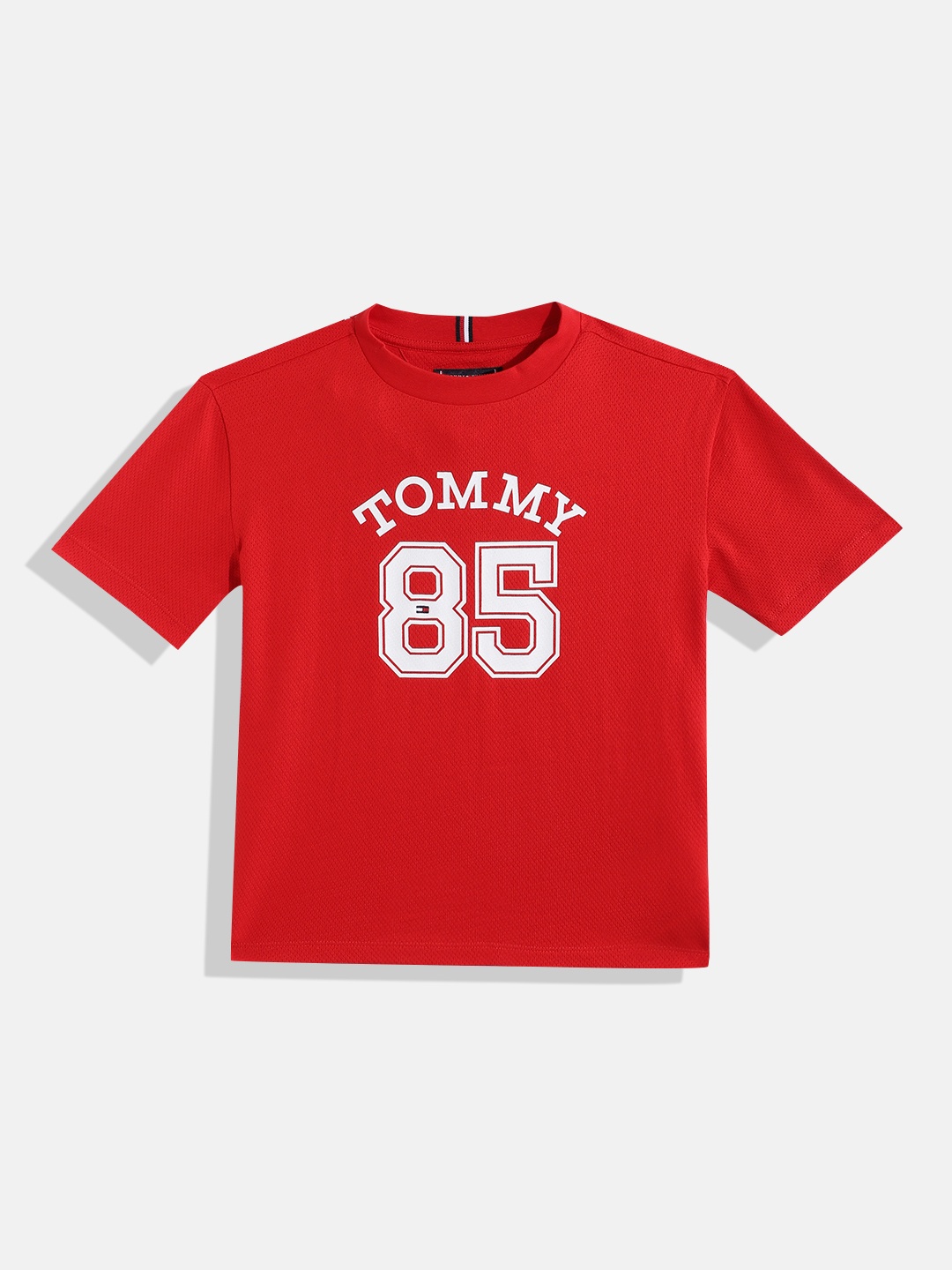 

Tommy Hilfiger Boys Pure Cotton Brand Logo Printed T-shirt, Red