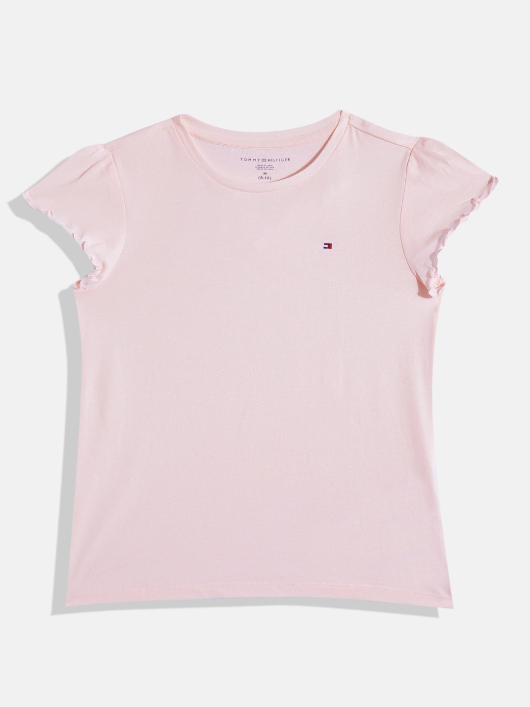 

Tommy Hilfiger Girls Round-Neck Pure Cotton T-shirt, Pink