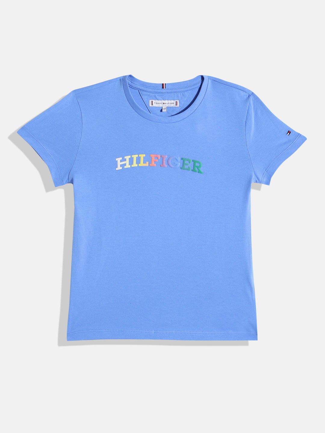 

Tommy Hilfiger Girls Cotton Brand Logo Print T-shirt, Blue