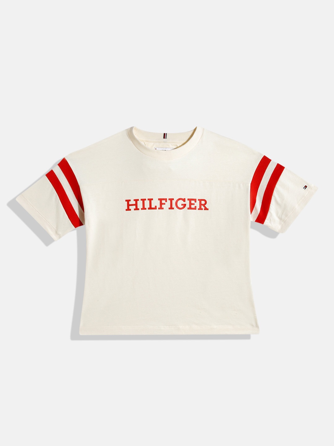 

Tommy Hilfiger Girls Cotton Brand Logo Print T-shirt, Off white