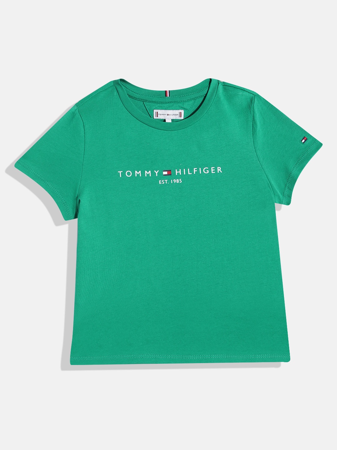 

Tommy Hilfiger Girls Pure Cotton Brand Logo Printed T-shirt, Green