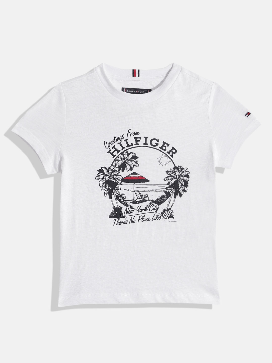 

Tommy Hilfiger Boys Printed Pure Cotton T-shirt, White