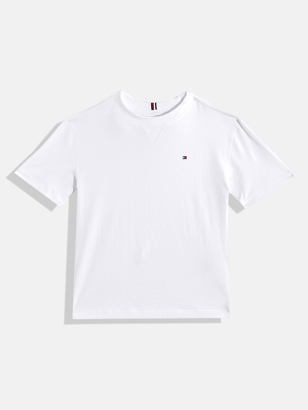 

Tommy Hilfiger Boys Round-Neck Pure Cotton T-shirt, White