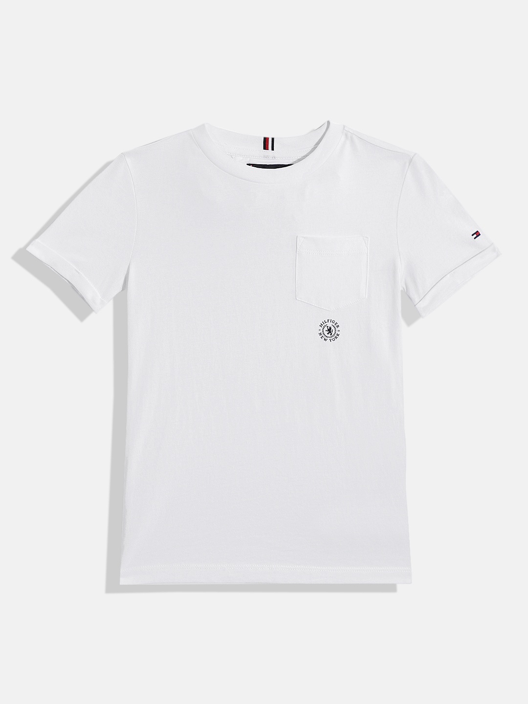 

Tommy Hilfiger Boys Pocket Detail Round-Neck Pure Cotton T-shirt, White