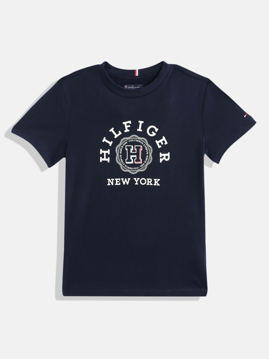 

Tommy Hilfiger Boys Brand Logo Printed Pure Cotton T-shirt, Navy blue