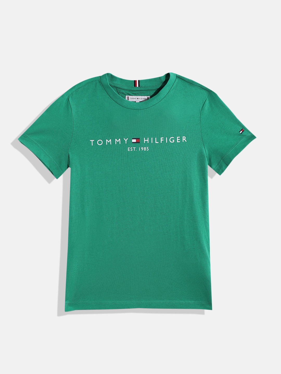 

Tommy Hilfiger Boys Brand Logo Printed Pure Cotton T-shirt, Green