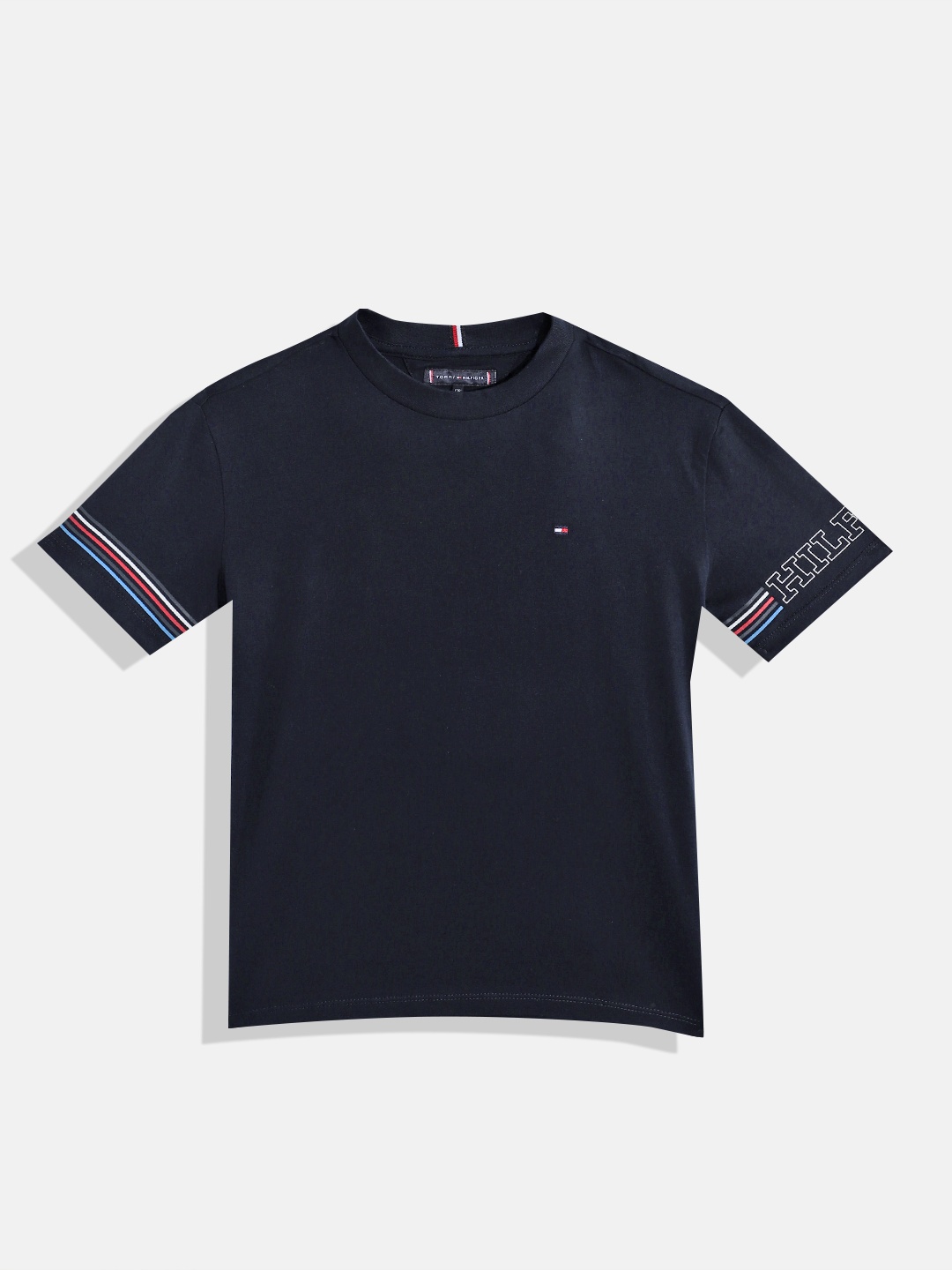 

Tommy Hilfiger Boys Pure Cotton Round Neck T-shirt, Navy blue